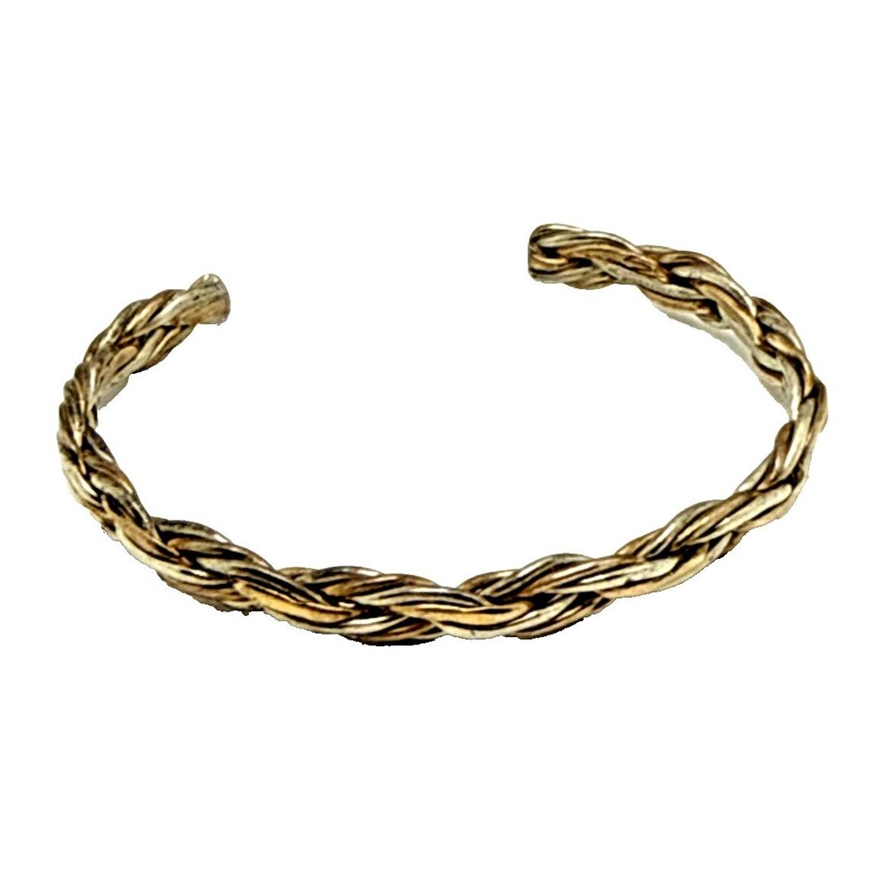 Sergio Lub Twist Bracelet Vintage Copper Silver Tone Cuff Made in California 7" - Picture 2 of 10